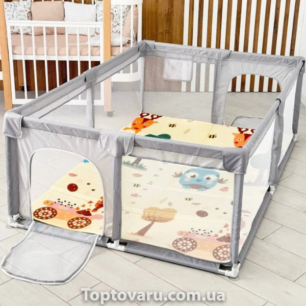 Манеж детский игровой с защитной сеткой 180&times;120см Серый 28067 фото