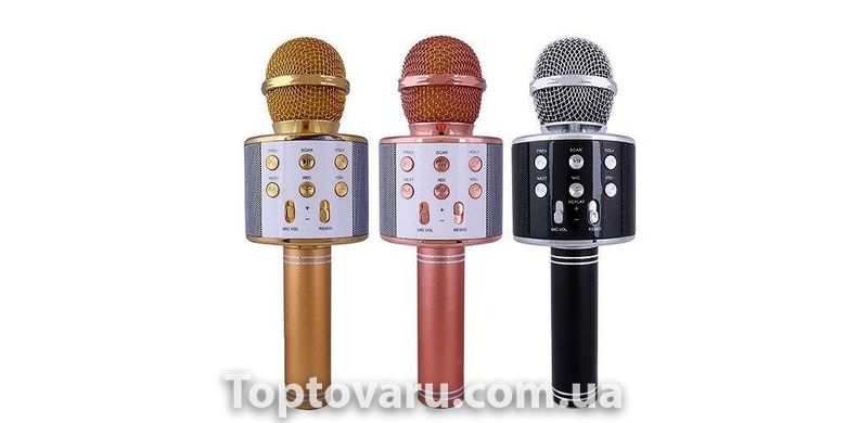 Караоке - микрофон WS 858 microSD FM радио Розово - золотой 162 фото
