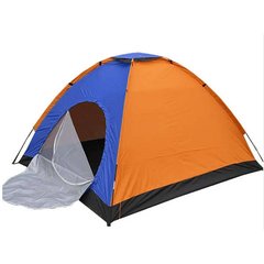 Палатка 4-х местная Синяя с оранжевым 11113 фото