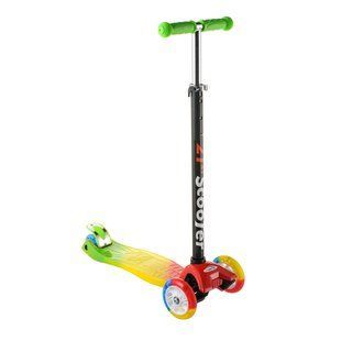 Самокат дитячий Best Scooter 0072Е колеса PU світяться Зелено-жовто-червоний 7014 фото