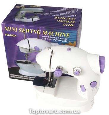 Швейная машинка портативная Mini Sewing Machine SM-202A с адаптером фиолетовая 1222 фото