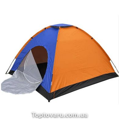 Палатка 4-х местная Синяя с оранжевым 11113 фото