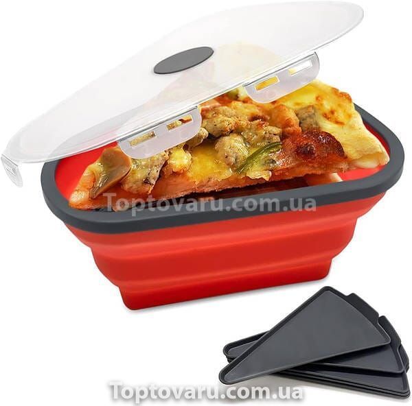 Контейнер силиконовый складной для пиццы Pizza Pack Красный 12230 фото