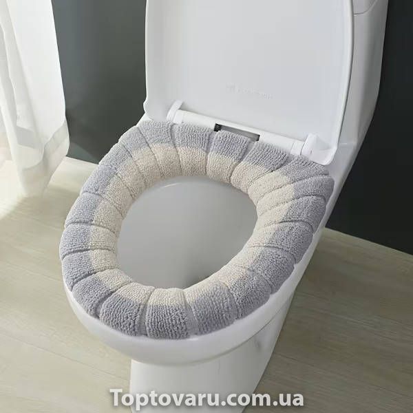 Чехол-сидение на унитаз Toilet seat cover AND-2-1 Серый с бежевым 6464 фото