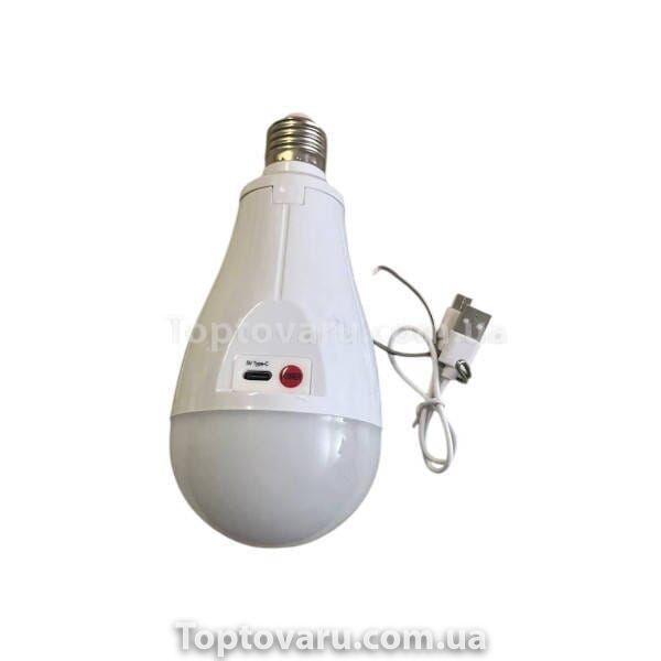 Лампочка з 2 акумуляторами 18650 та гачком у цоколь Е-27 SS-620 20W Біла 32612 фото