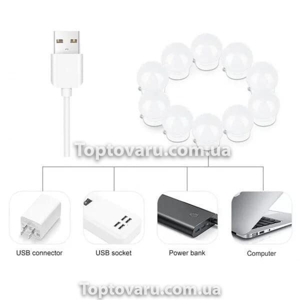 LED лампочки 10 шт для гримерного зеркала 3 режима VANITY MIRROR LIGHTS 7328 фото