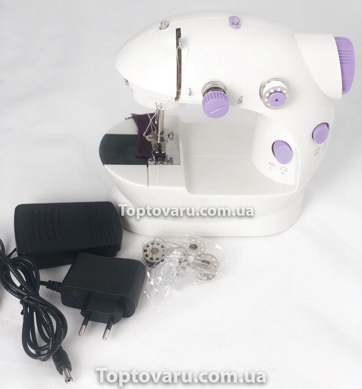 Швейная машинка портативная Mini Sewing Machine SM-202A с адаптером фиолетовая 1222 фото