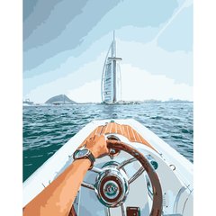 Картина по номерам Strateg ПРЕМИУМ На катере по морю в Дубаи размером 40х50 см (DY240) DY240-00002 фото