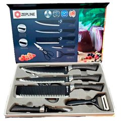 Набір кухонних ножів з нержавіючої сталі 6 предметів Zepline ZP-035 9674 фото