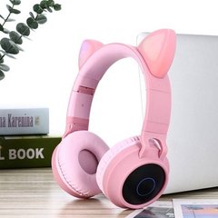 Бездротові навушники Bluetooth з котячими вушками LED BT-028C Рожеві 17978 фото