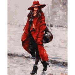 Картина по номерам Strateg ПРЕМИУМ Женщина в красной шляпе размером 40х50 см (GS163) GS163-00002 фото