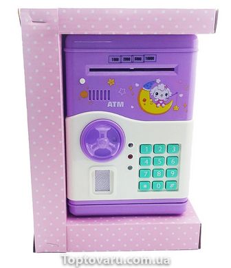 Детская копилка Сейф Intelligent Savings Tank с отпечатком пальца фиолетовая 1451 фото