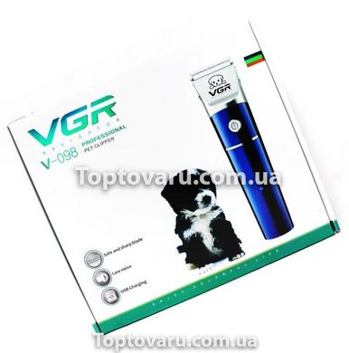 Профессиональная Машинка для стрижки животных VGR V-098 Синяя 4543 фото