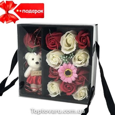 Подарунковий набір троянд з мила з Мишком XY19-79 + Подарунок 1643 фото