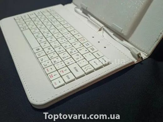 Чохол для планшета універсальний з клавіатурою з діагоналлю 7" Білий mini usb 10406 фото