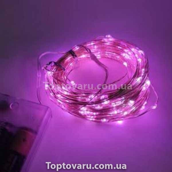 Гірлянда 200LED 20м на батарейках Рожева 12876 фото