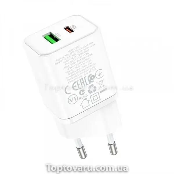 Адаптер Type-C+USB 5.0V-3.0A BN7 Borofone Білий 12391 фото