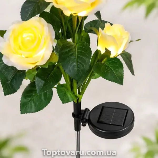 Світильник садовий 2шт Троянда 26X-98 на сонячній батареї з LED-підсвічуванням Жовтий 38332 фото