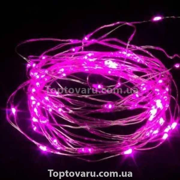 Гірлянда 200LED 20м на батарейках Рожева 12876 фото