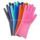 Силіконові рукавички для миття та чищення Magic Silicone Gloves з ворсом Сині 26426 фото 3