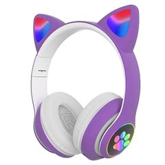 Бездротові навушники Bluetooth з котячими вушками STN-28 Фіолетові 11765 фото