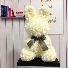 Кролик з троянд 38 см Молочний 7800 фото