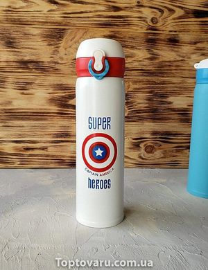 Термос Super Heroes ( Капитан Америка) Белый NEW фото