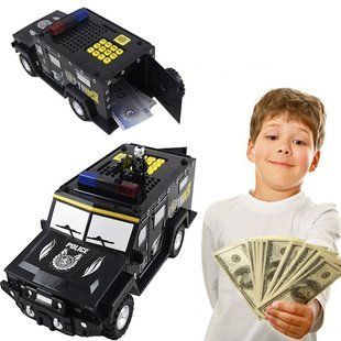 Машинка копилка с кодовым замком и отпечатком CASH TRUCK DSM-6672 Черная 4055 фото