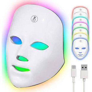 LED маска для обличчя світлодіодна 7в1 з кольоровою світлотерапією 37428 фото