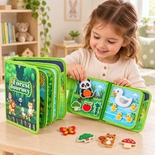 Книга м'яка розвиваюча для дітей Forest Journey C 75324 із фетру 20*24 см Зелена 38812 фото