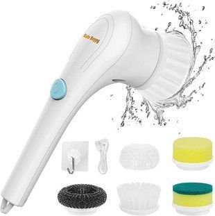 Щітка акумуляторна для миття посуду з насадками Electric cleaning brush 9320 фото
