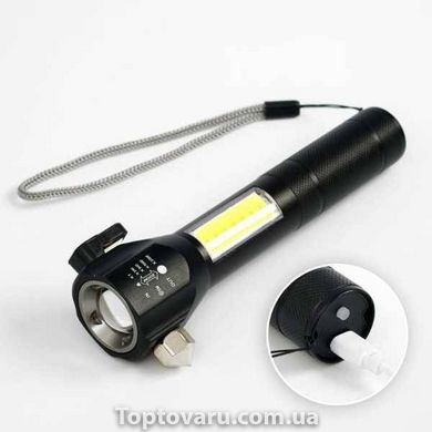 Ліхтар ручний аварійний t6-28LED USB + склобій Чорний 5348 фото
