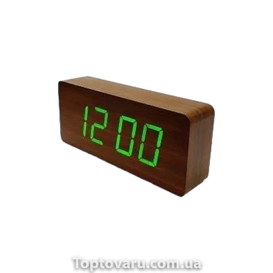 Электронные цифровые часы VST 865 Коричневые с зеленой подсветкой 12762 фото