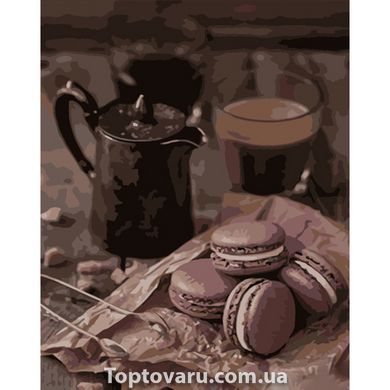 Картина по номерам Strateg ПРЕМИУМ Макарун к кофе размером 40х50 см (DY337) DY337-00002 фото