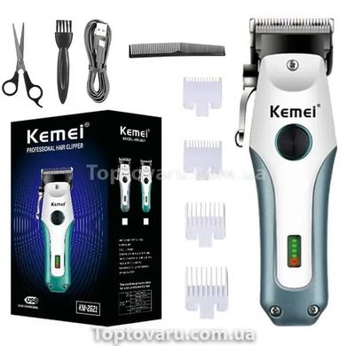 Машинка для стрижки волосся, бездротовий електричний триммер для бороди та волосся KEMEI KM-2621 Сіра 12421 фото