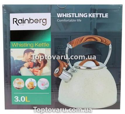 Чайник из нержавеющей стали со свистком Rainberg RB-722 3 л Белый матовый 8169 фото