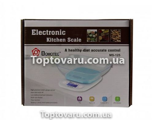 Весы кухонные электронные Domotec ACS 125 (до 7 кг) со съемной чашей Голубые 6321 фото