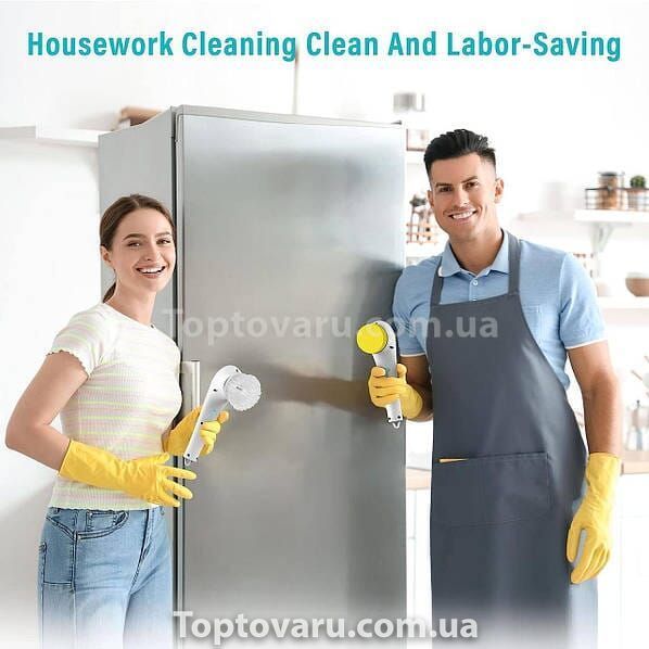 Щітка акумуляторна для миття посуду з насадками Electric cleaning brush 9320 фото