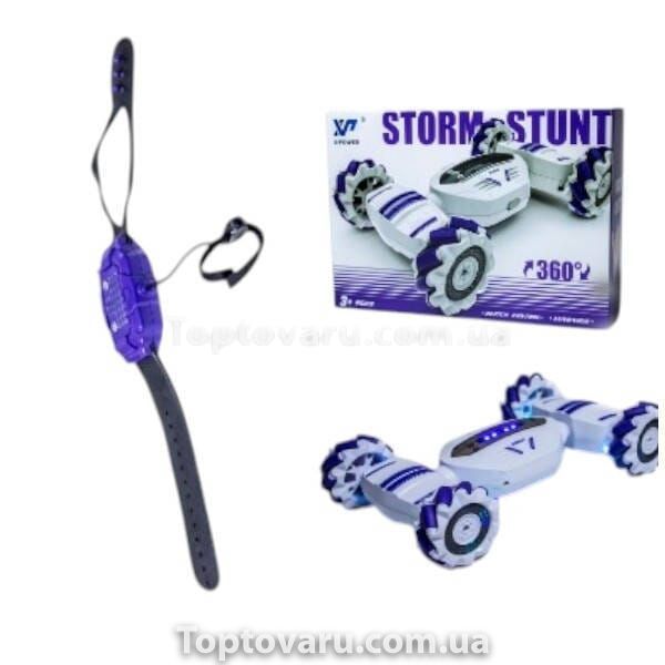 Машинка на управлении браслетом Storm Stunt 360 на аккумуляторе с подсветкой Белая с Синим 21401 фото