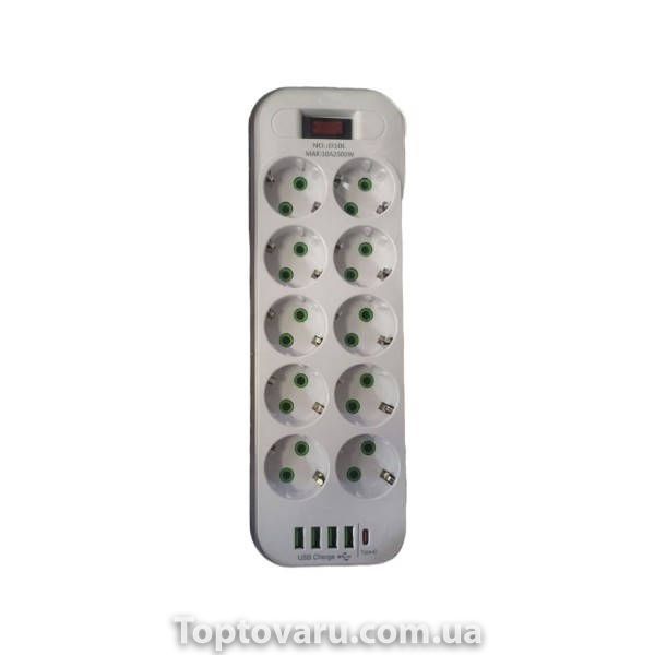 Подовжувач мережевий фільтр 5м 10&times;220В+4&times;USB+1&times;Type-C D10L Білий 34536 фото