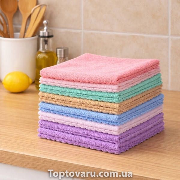 Набор кухонных салфеток из микрофибры 25x25см 20шт 32435 Разноцветный 36129 фото