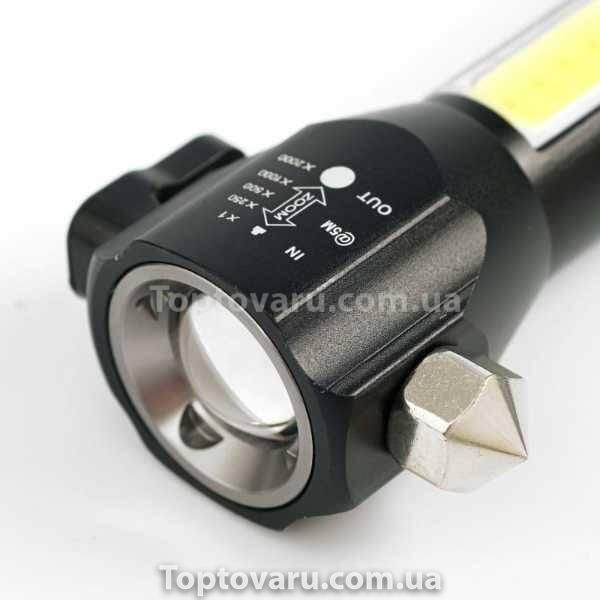 Фонарь ручной аварийный t6 -28LED USB + стеклобой Черный 5348 фото