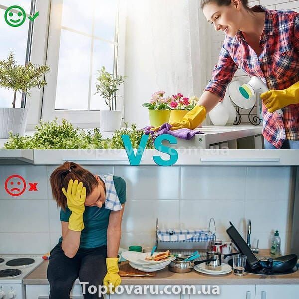 Щітка акумуляторна для миття посуду з насадками Electric cleaning brush 9320 фото