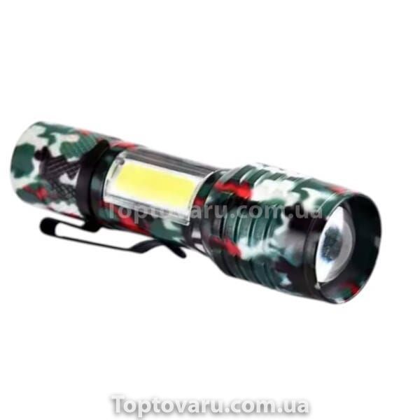 Ручний світлодіодний туристичний LED ліхтар із бічним світлом Charging Flashligh Камуфляж 24709 фото