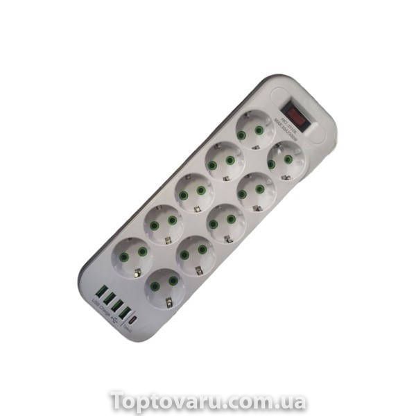 Подовжувач мережевий фільтр 5м 10&times;220В+4&times;USB+1&times;Type-C D10L Білий 34536 фото