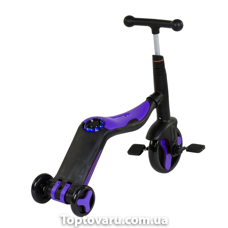 Самокат-велобег-велосипед 3 в 1 S 868 Best Scooter, 8 мелодій, колеса PU Синій 3227 фото