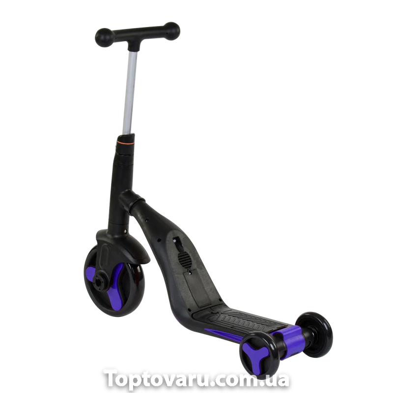 Самокат-велобег-велосипед 3 в 1 S 868 Best Scooter, 8 мелодій, колеса PU Синій 3227 фото