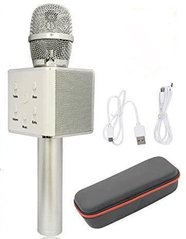 Портативний бездротовий мікрофон караоке Q7 + чехол Сріблястий NEW фото