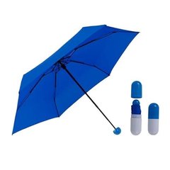 Универсальный зонтик складной с капсулой SUNROZ Pill Box Umbrella Синий