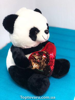 Плюшевый мишка Панда с сердцем в подарочной упаковке р-р M 1645 фото